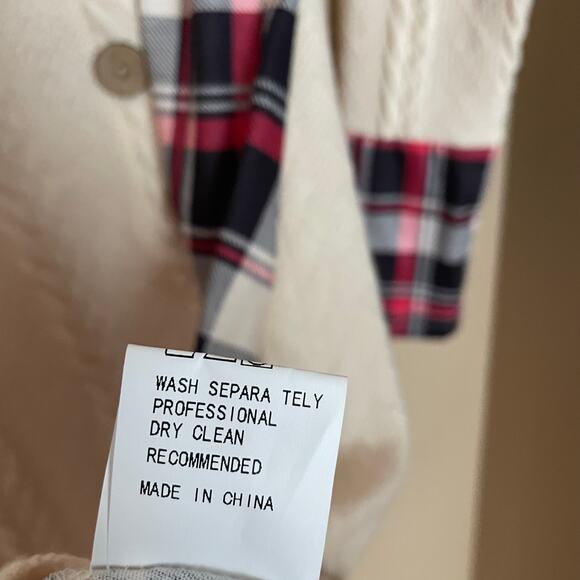 Womens M Cable Knit Hooded Dress Plaid Print Long Sleeve Mock Button - Picture 13 of 13